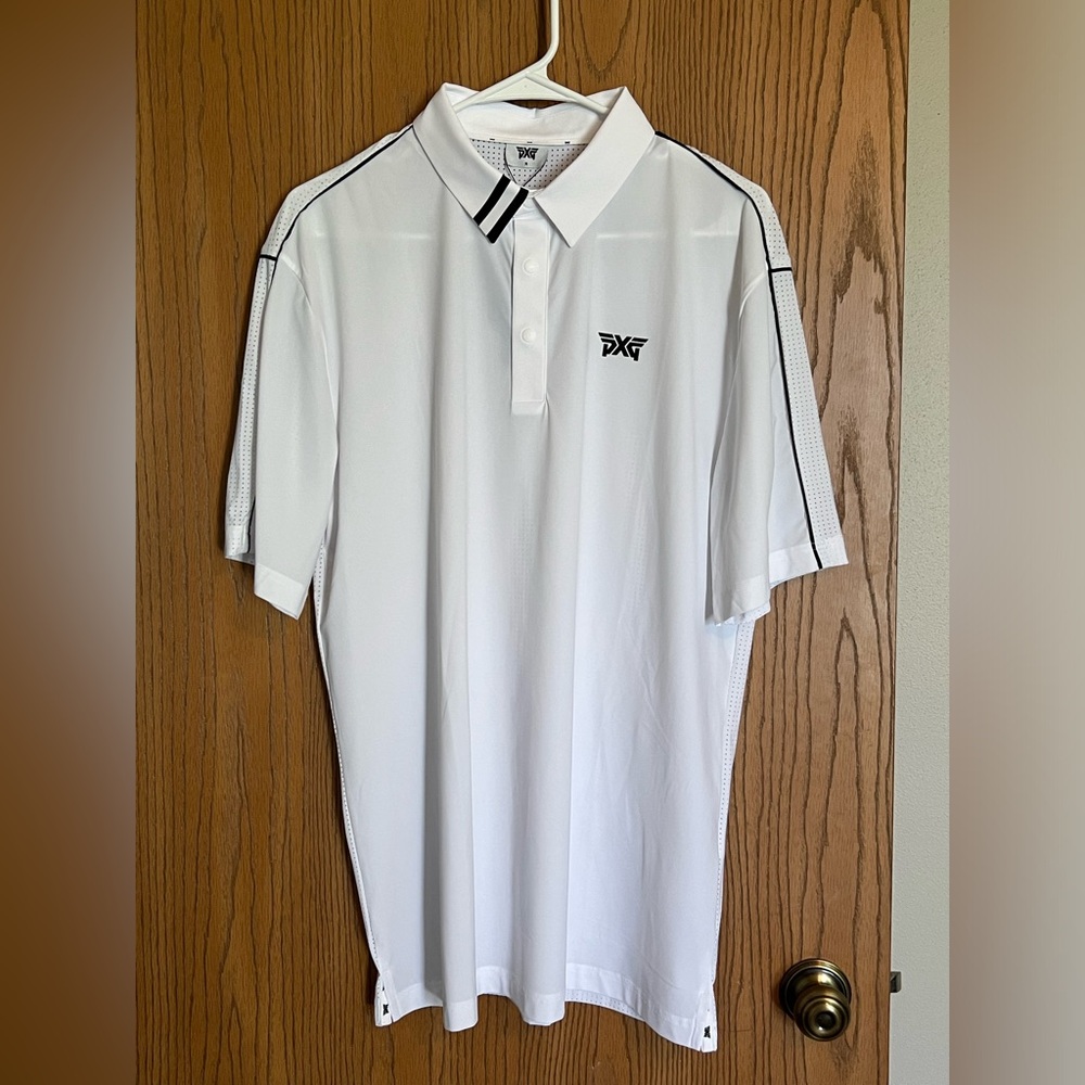 NWT PXG Fineline Polo White Size Medium